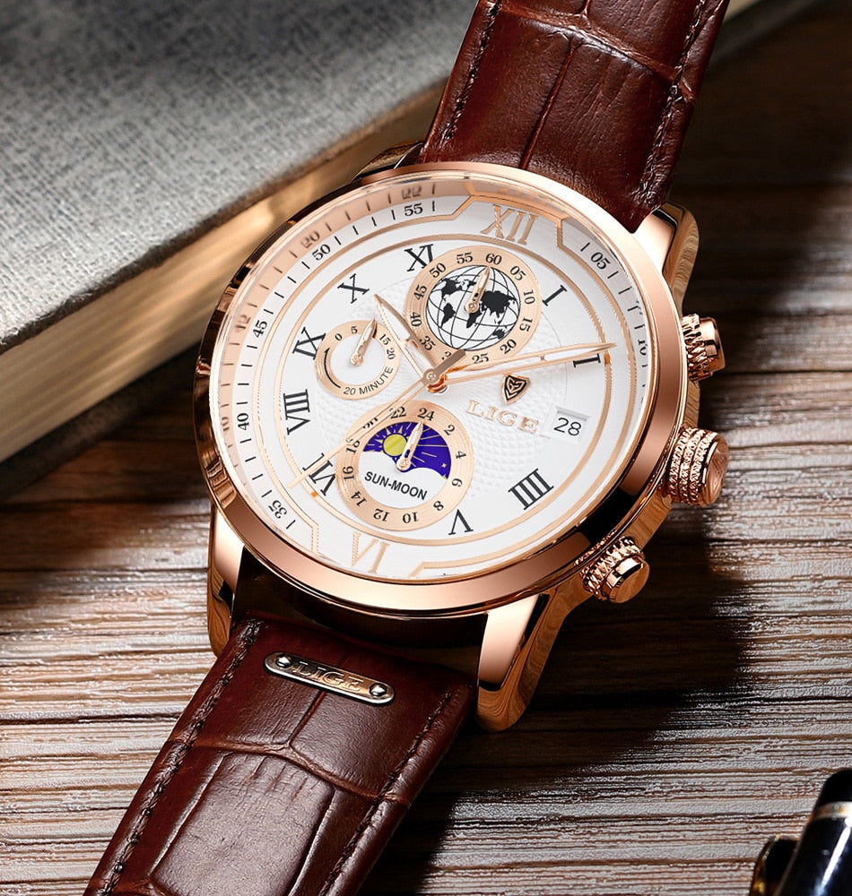 RELOJ CON BRAZALETE DE CUERO PREMIUM