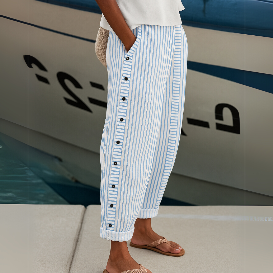CAITILÍN | PANTALONES ELEGANTES DE RAYAS CON BOTONES
