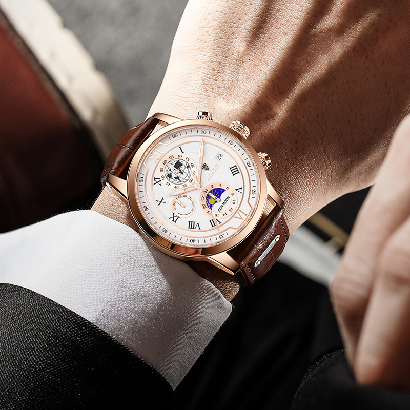 RELOJ CON BRAZALETE DE CUERO PREMIUM