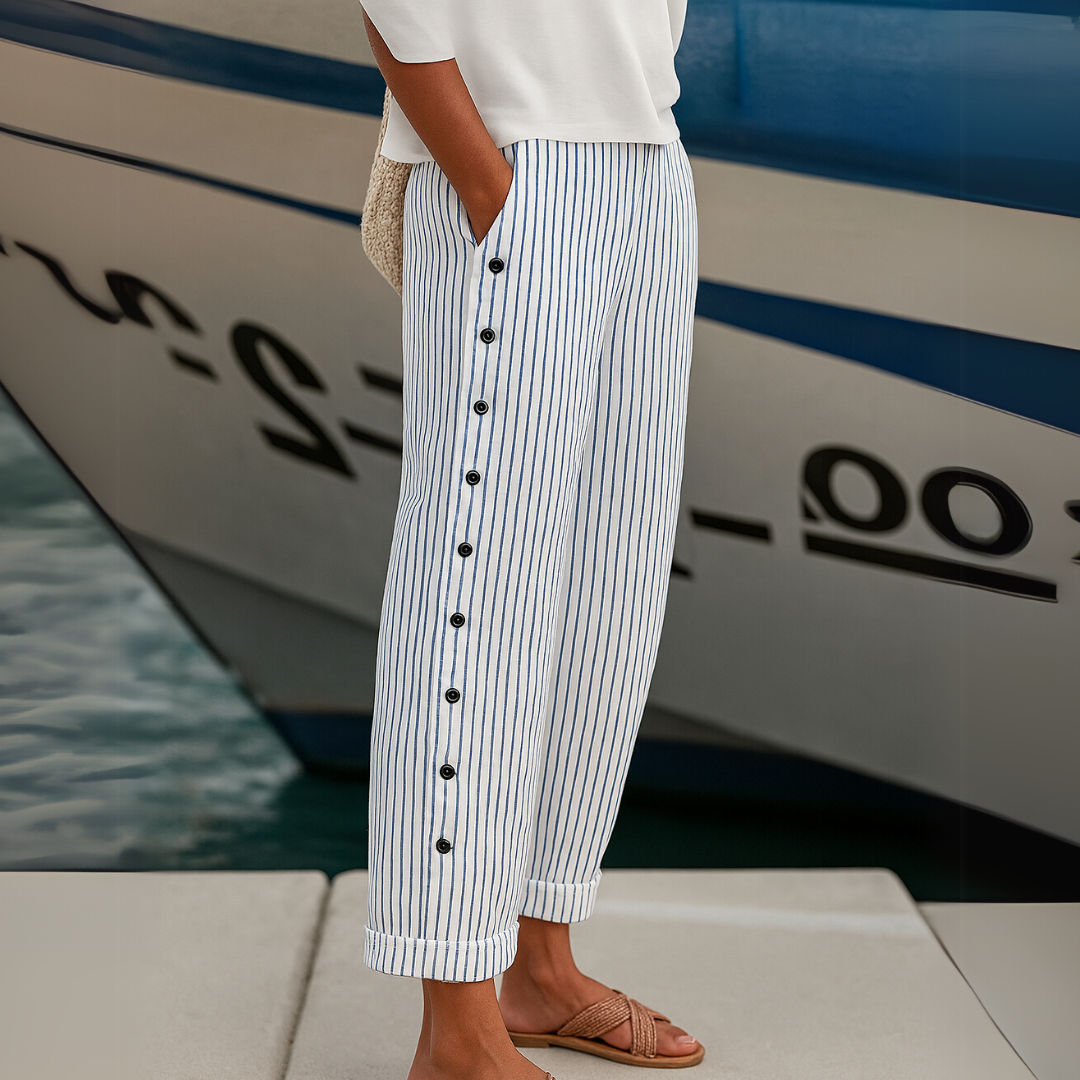 CAITILÍN | PANTALONES ELEGANTES DE RAYAS CON BOTONES