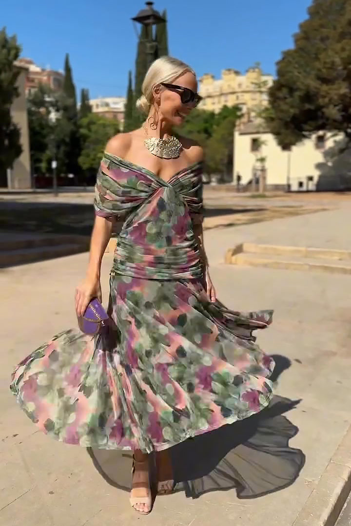 LUISA - ELEGANTE VESTIDO LARGO DE FIESTA CON ESCOTE EN V