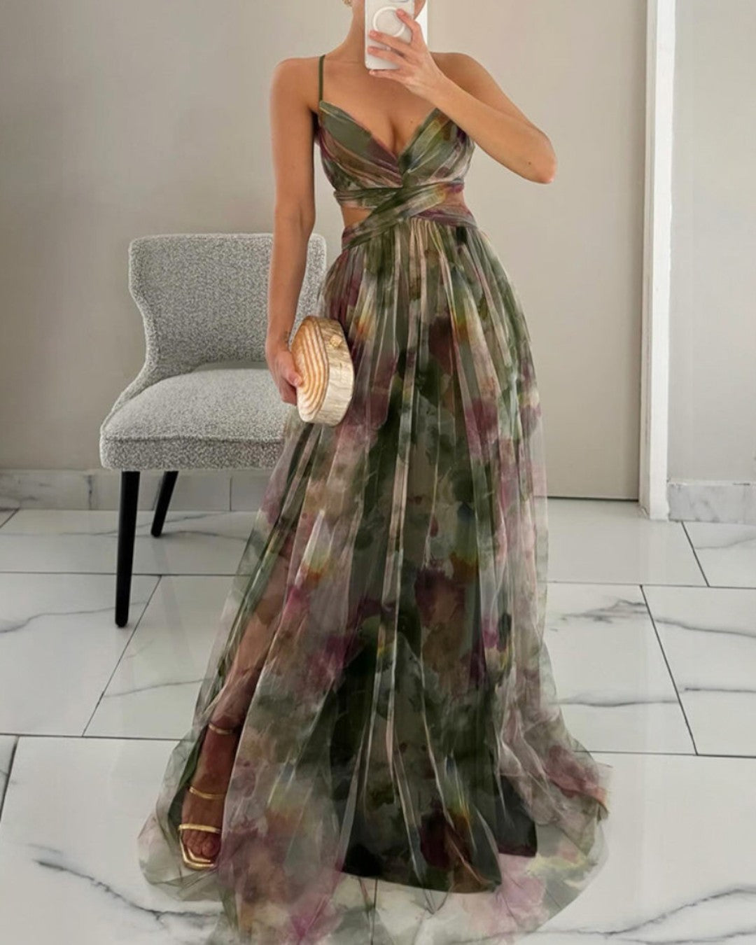 GISELA - VESTIDO LARGO CON ESTAMPADO FLORAL