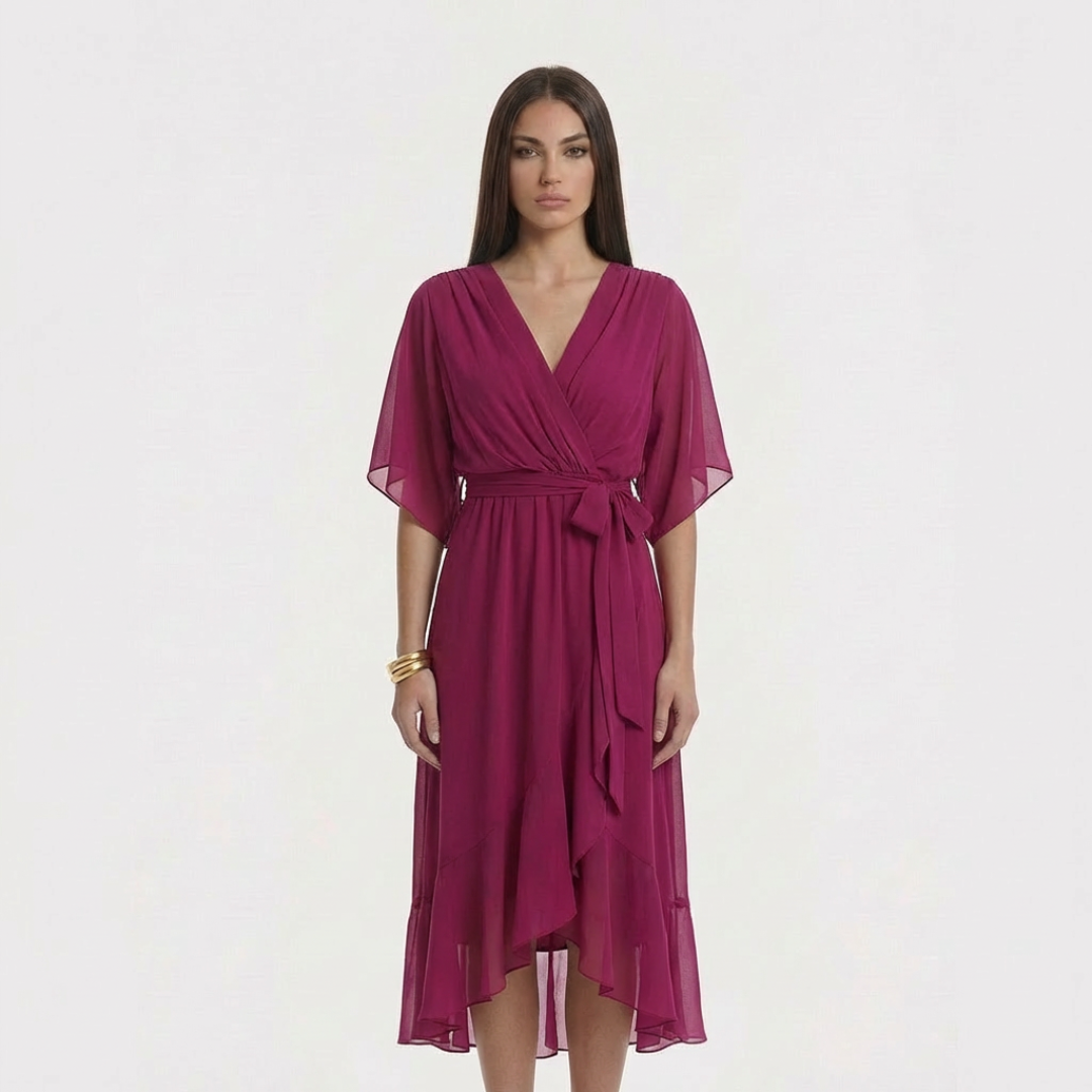 MONICA - VESTIDO DE GASA CON ESCOTE EN V