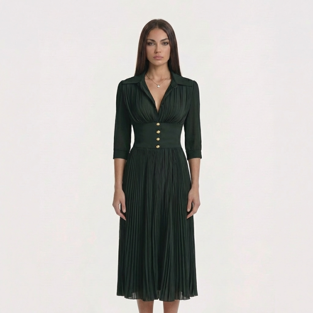 VESTIDO MAXI DE CUELLO SOLAPADO
