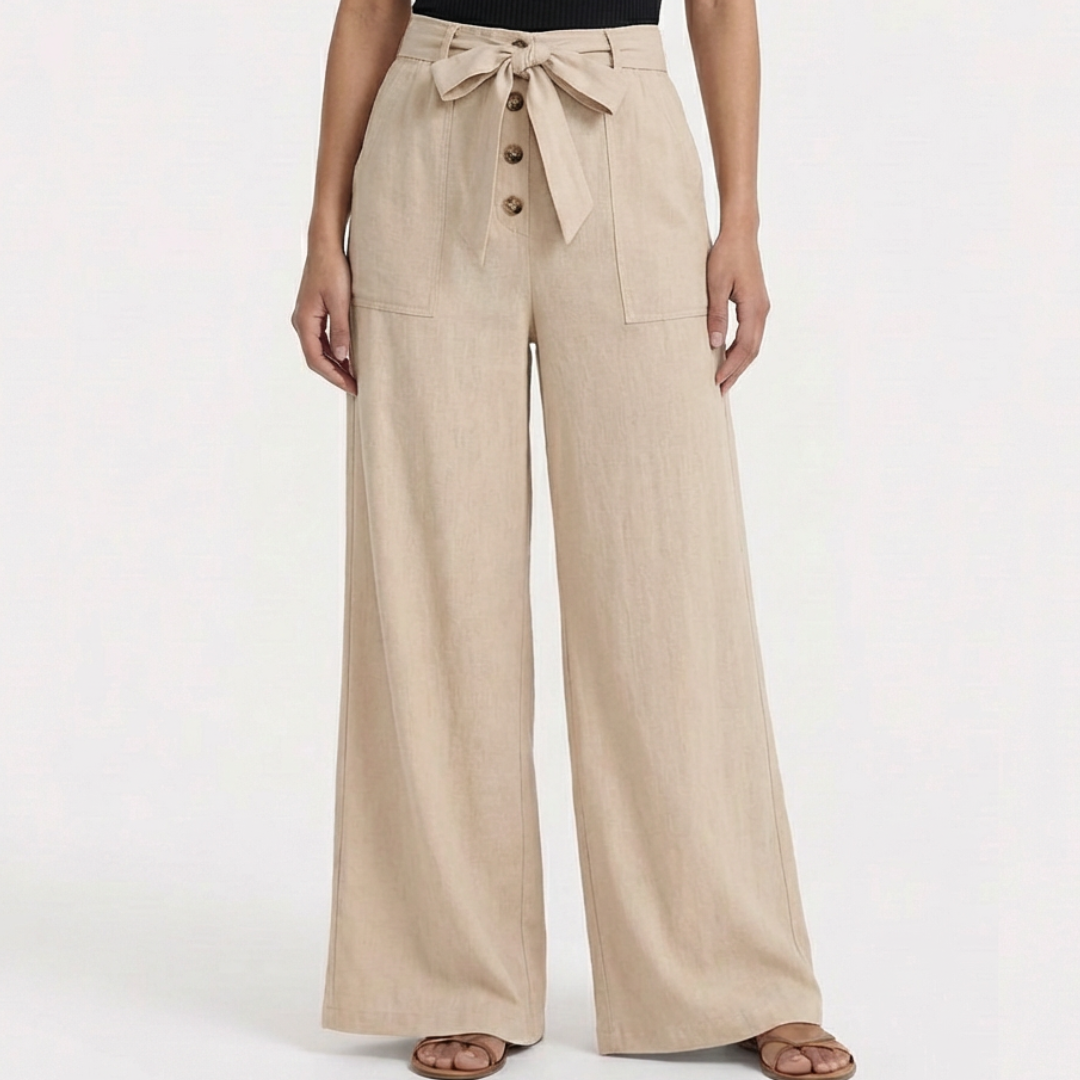 PANTALONES ANCHOS ELEGANTES DE COLOR LISO