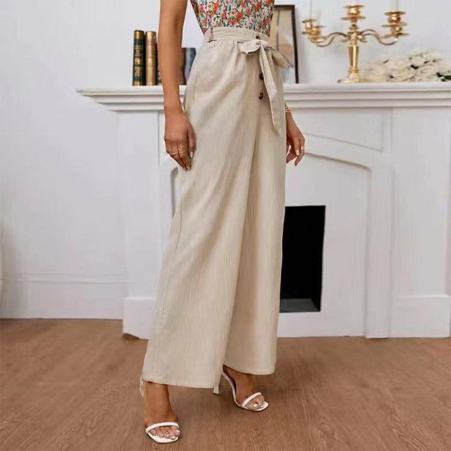 PANTALONES ANCHOS ELEGANTES DE COLOR LISO