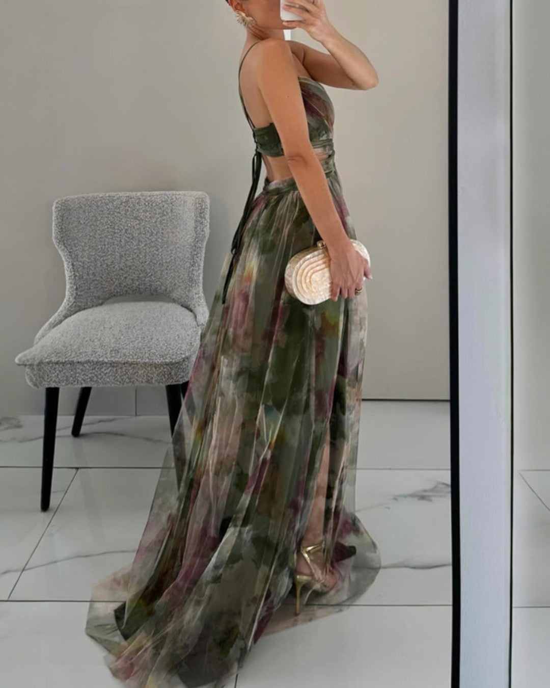 GISELA - VESTIDO LARGO CON ESTAMPADO FLORAL