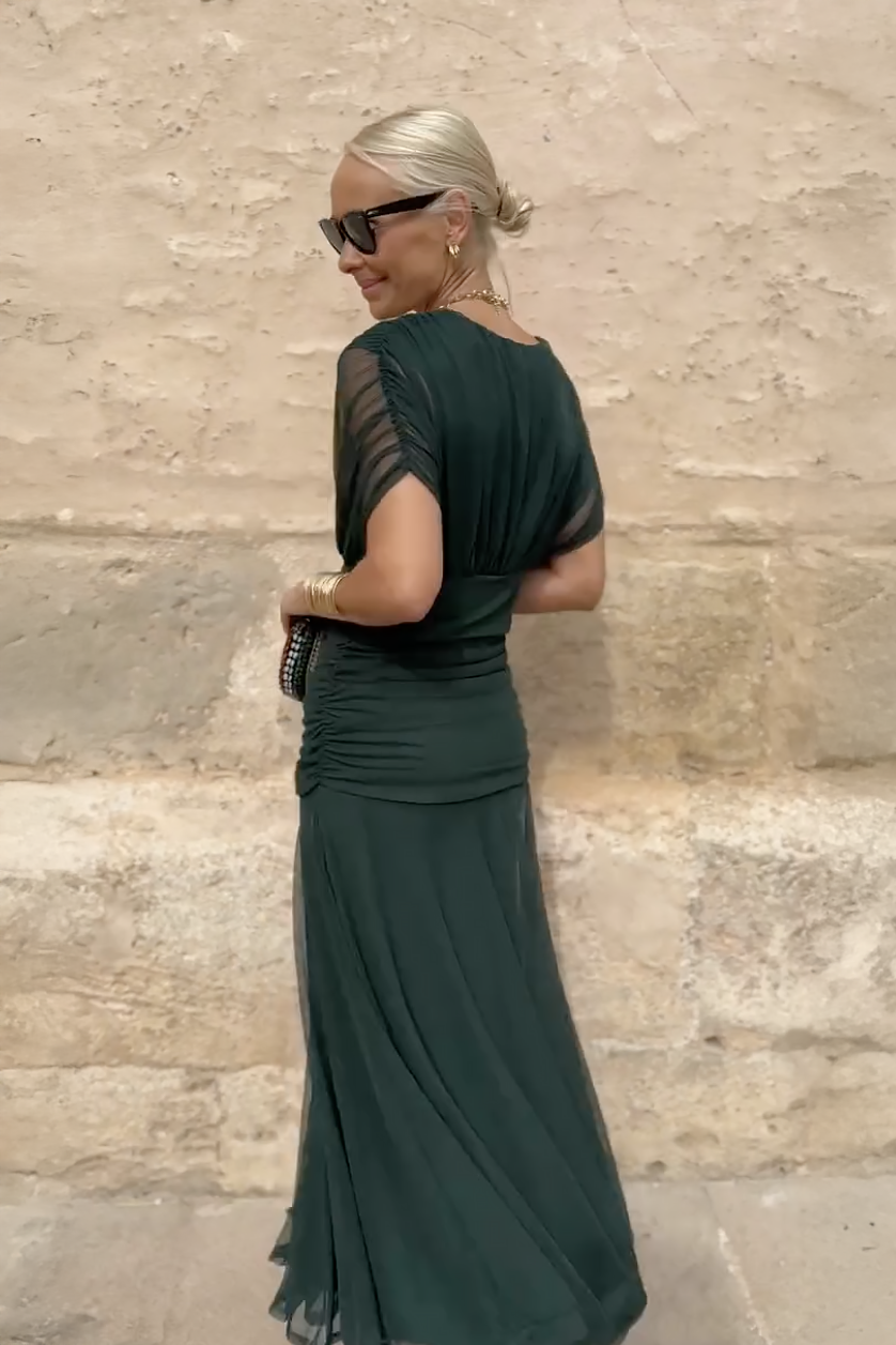 LUISA - ELEGANTE VESTIDO LARGO DE FIESTA CON ESCOTE EN V
