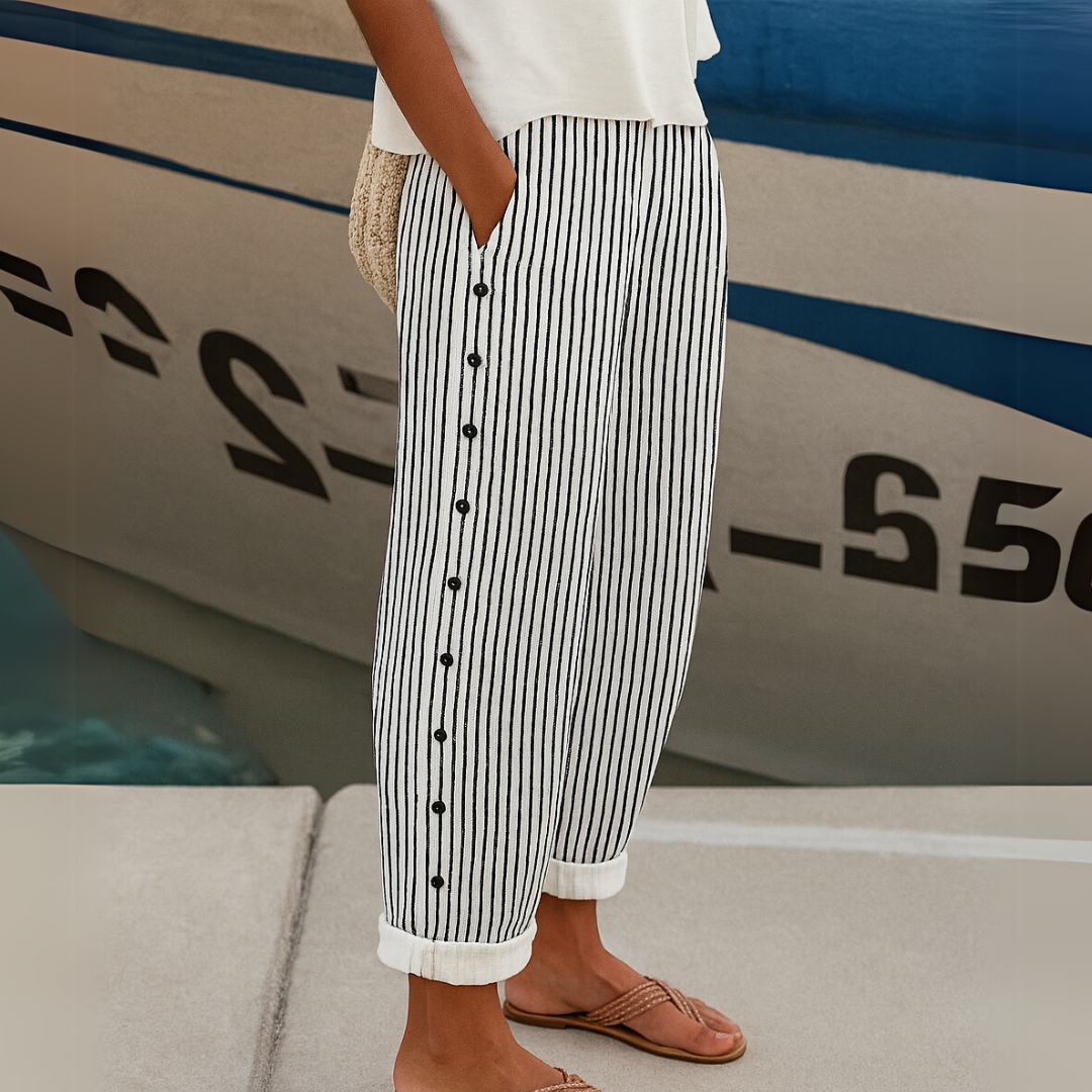 CAITILÍN | PANTALONES ELEGANTES DE RAYAS CON BOTONES