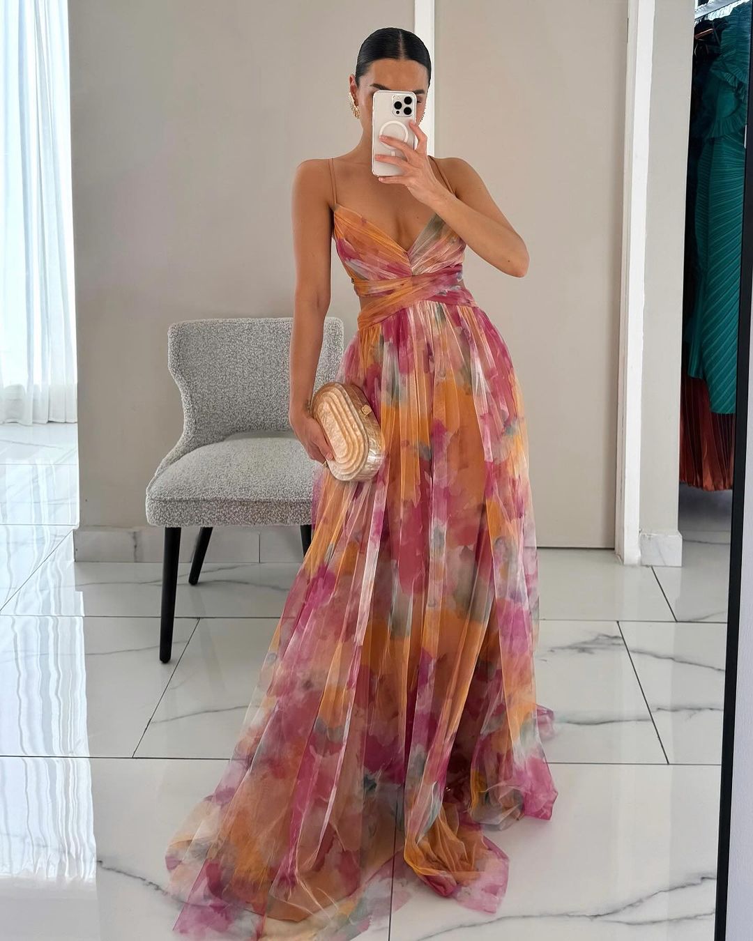 GISELA - VESTIDO LARGO CON ESTAMPADO FLORAL