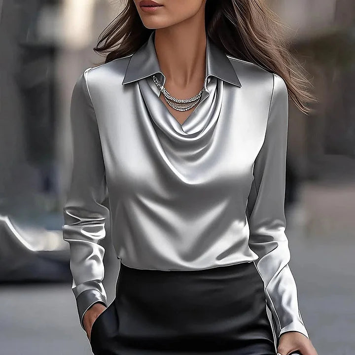 CAROLINA - BLUSA ELEGANTE CON CUELLO EN V