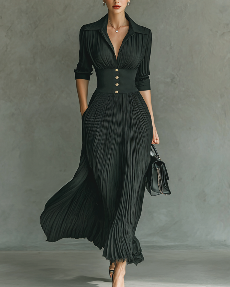 VESTIDO MAXI DE CUELLO SOLAPADO