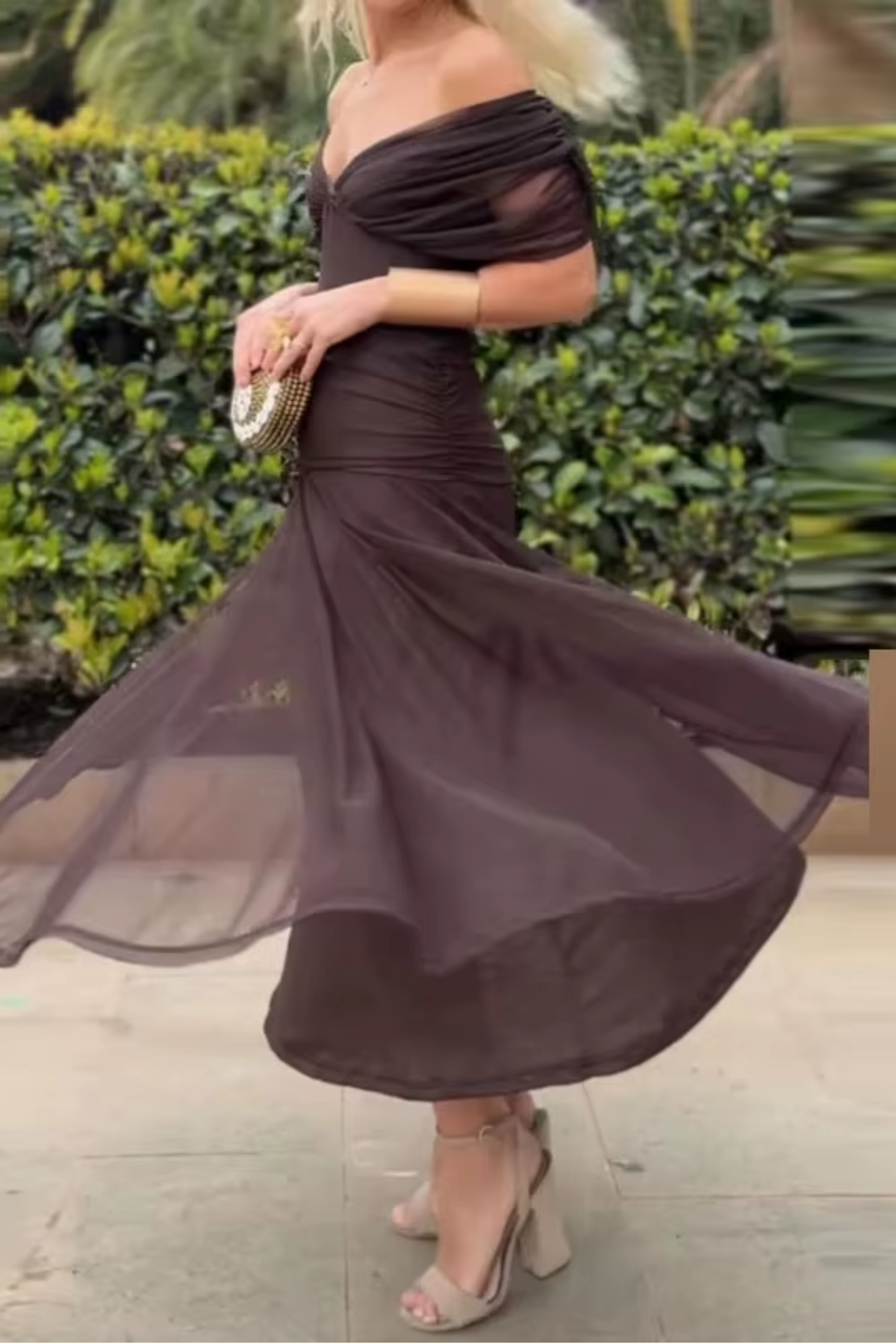 LUISA - ELEGANTE VESTIDO LARGO DE FIESTA CON ESCOTE EN V