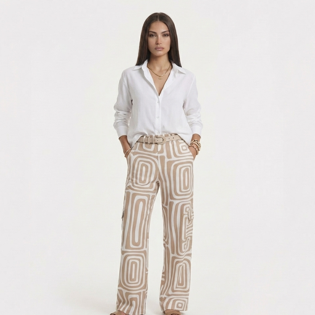 BLANCA - ELEGANTE CONJUNTO BLUSA Y PANTALON