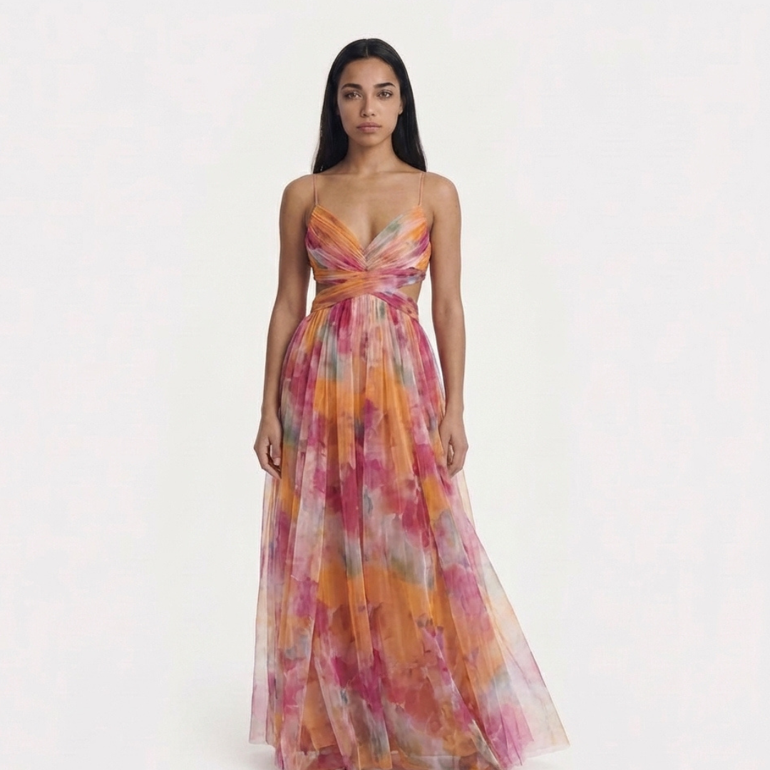 GISELA - VESTIDO LARGO CON ESTAMPADO FLORAL