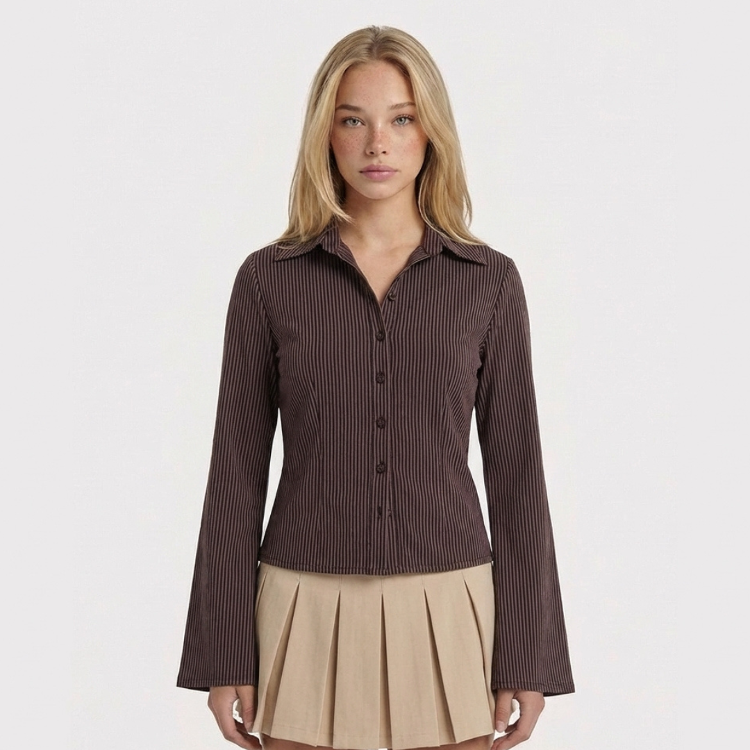 ELENA - BLUSA DE ESTILO RETRO CON CIERRE DE BOTONES