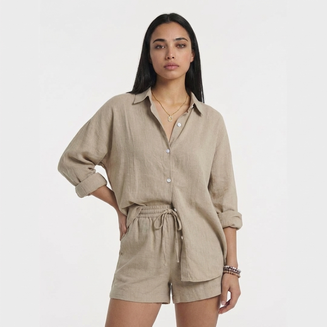 NORA - CONJUNTO INFORMAL BLUSA Y PANTALON CORTO