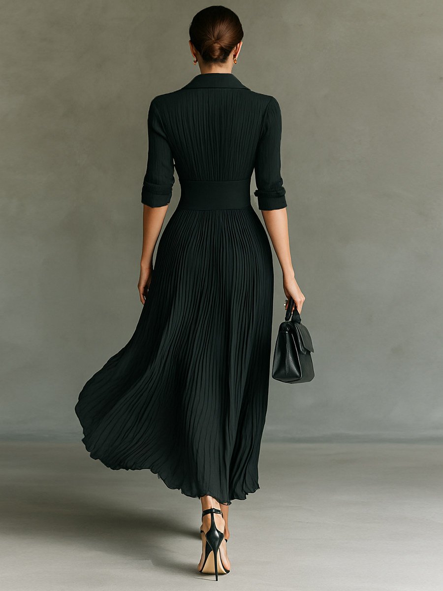 VESTIDO MAXI DE CUELLO SOLAPADO