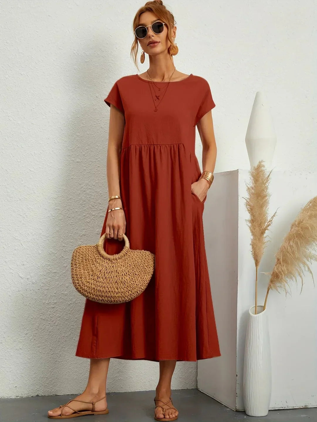 GABRIELA™ — VESTIDO MEDIO FLUIDO DE ELEGANCIA ATEMPORAL