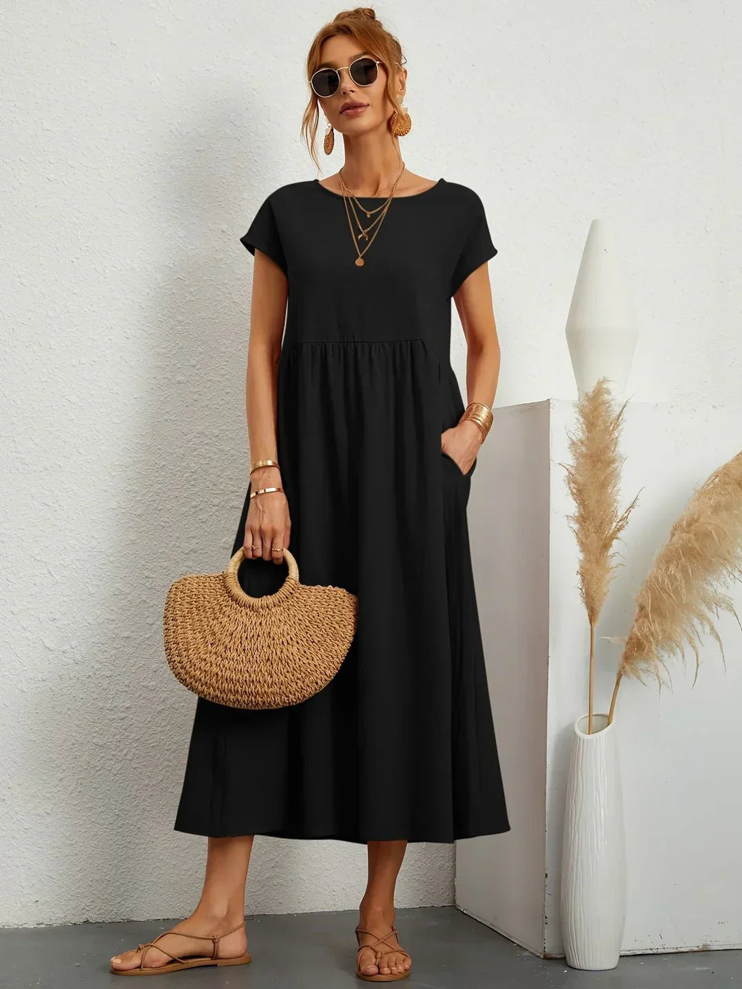 GABRIELA™ — VESTIDO MEDIO FLUIDO DE ELEGANCIA ATEMPORAL