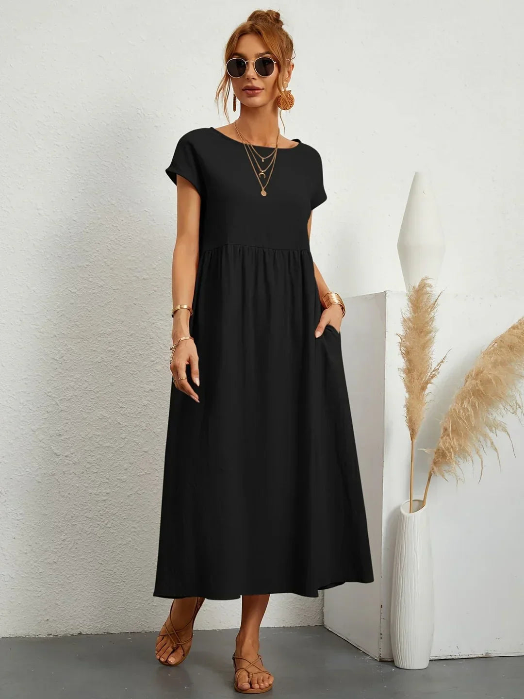 GABRIELA™ — VESTIDO MEDIO FLUIDO DE ELEGANCIA ATEMPORAL