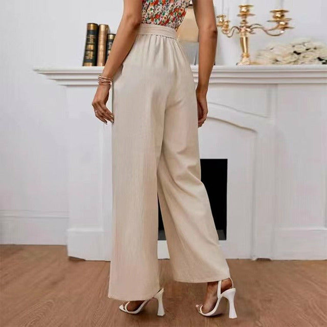 PANTALONES ANCHOS ELEGANTES DE COLOR LISO