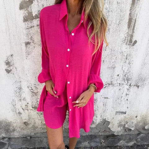NORA - CONJUNTO INFORMAL BLUSA Y PANTALON CORTO