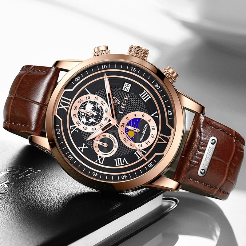 RELOJ CON BRAZALETE DE CUERO PREMIUM