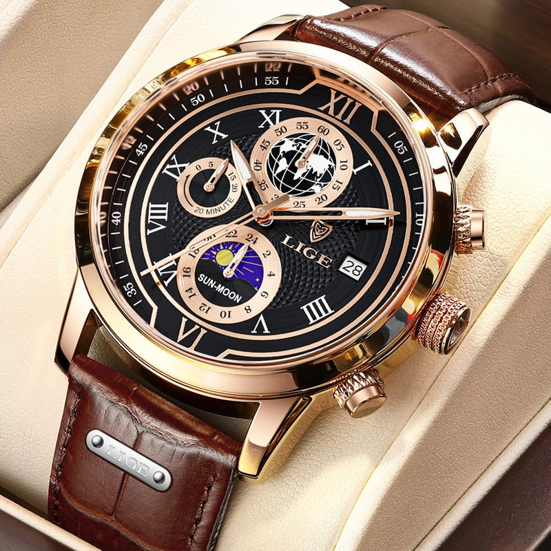 RELOJ CON BRAZALETE DE CUERO PREMIUM