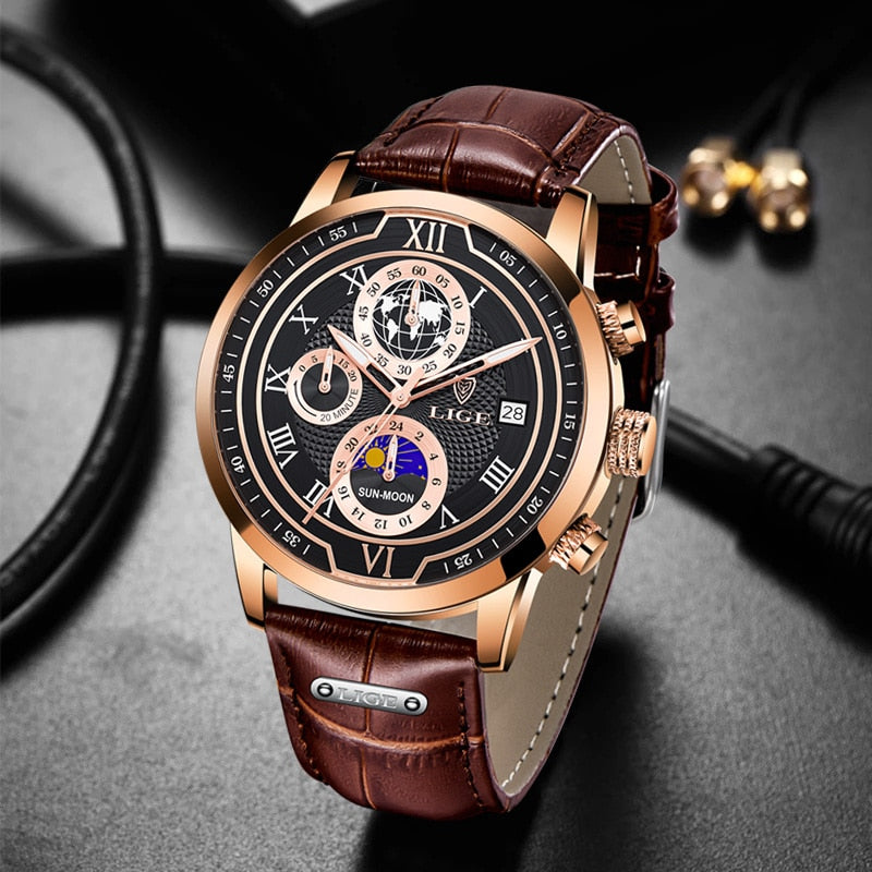 RELOJ CON BRAZALETE DE CUERO PREMIUM