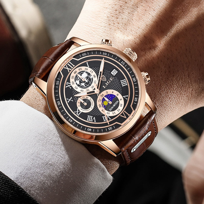 RELOJ CON BRAZALETE DE CUERO PREMIUM