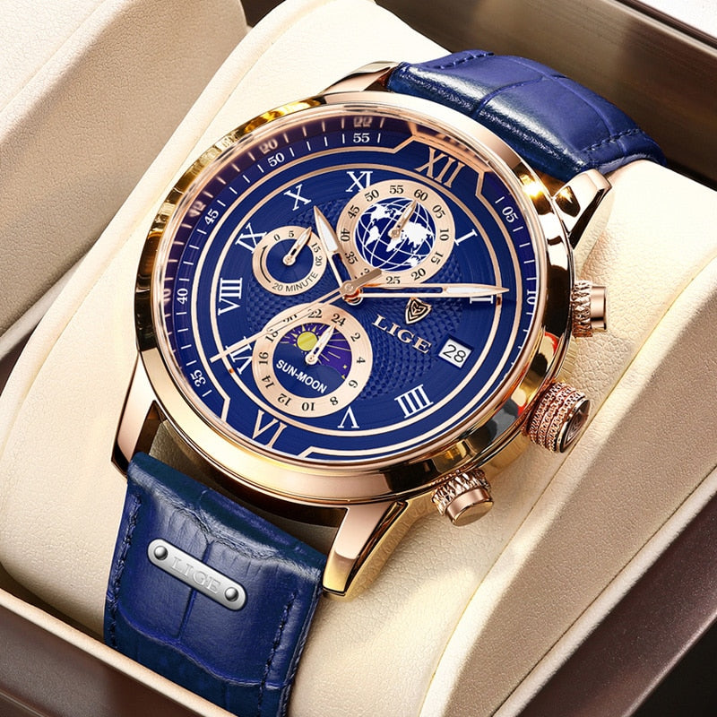 RELOJ CON BRAZALETE DE CUERO PREMIUM