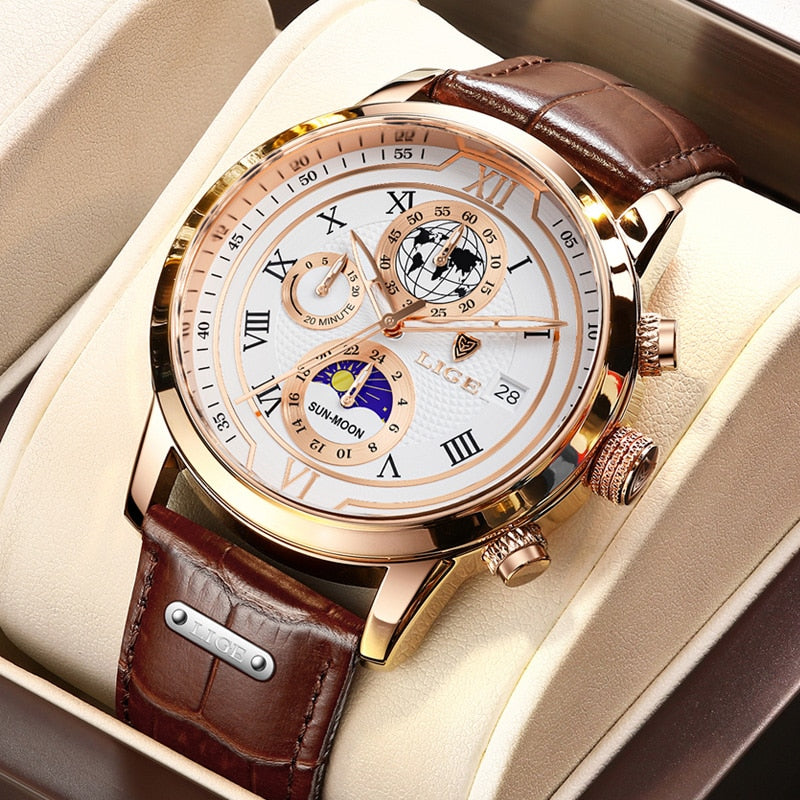 RELOJ CON BRAZALETE DE CUERO PREMIUM