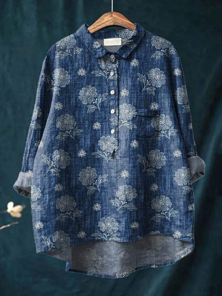 TIZIANA – CAMISA DE LINO ESTAMPADA