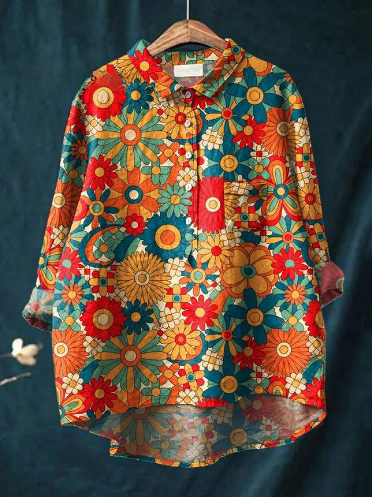 TIZIANA – CAMISA DE LINO ESTAMPADA
