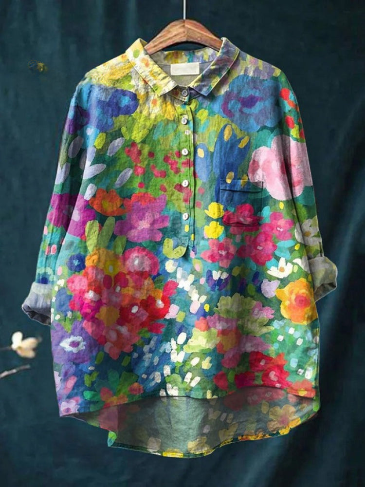 TIZIANA – CAMISA DE LINO ESTAMPADA