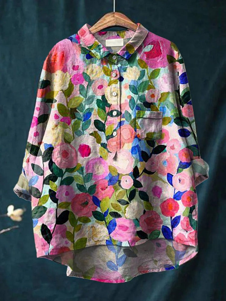 TIZIANA – CAMISA DE LINO ESTAMPADA