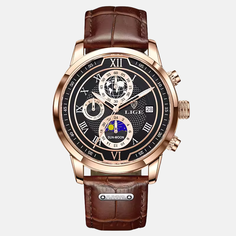 RELOJ CON BRAZALETE DE CUERO PREMIUM