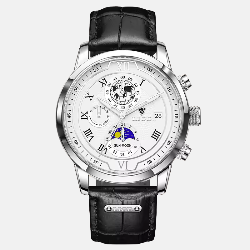 RELOJ CON BRAZALETE DE CUERO PREMIUM