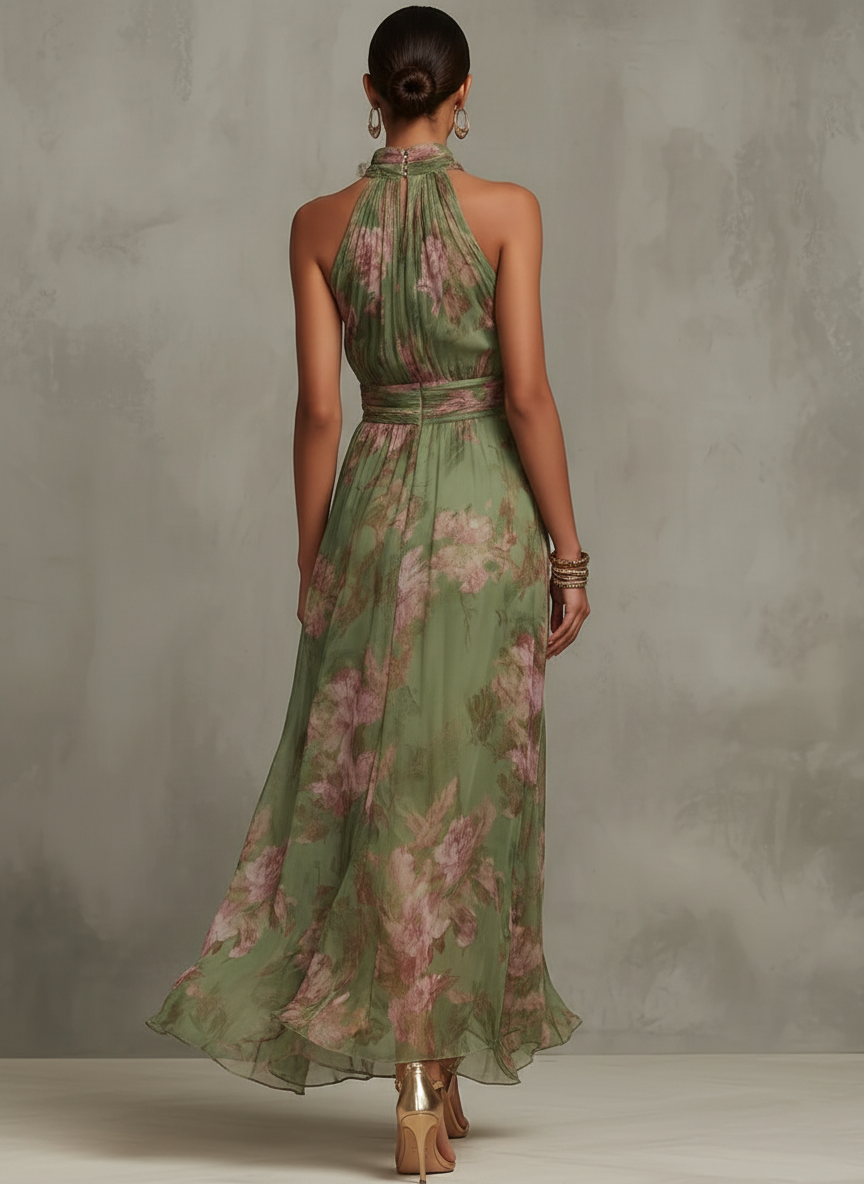 LIVIA | VESTIDO LARGO HALTER FLORAL