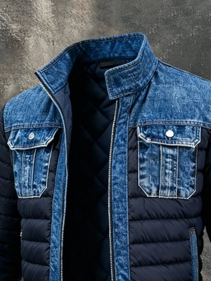 LEVANTAVERSAILLES | VINTAGE BUITENJACK VOOR MAN IN DENIM PATCHWORK